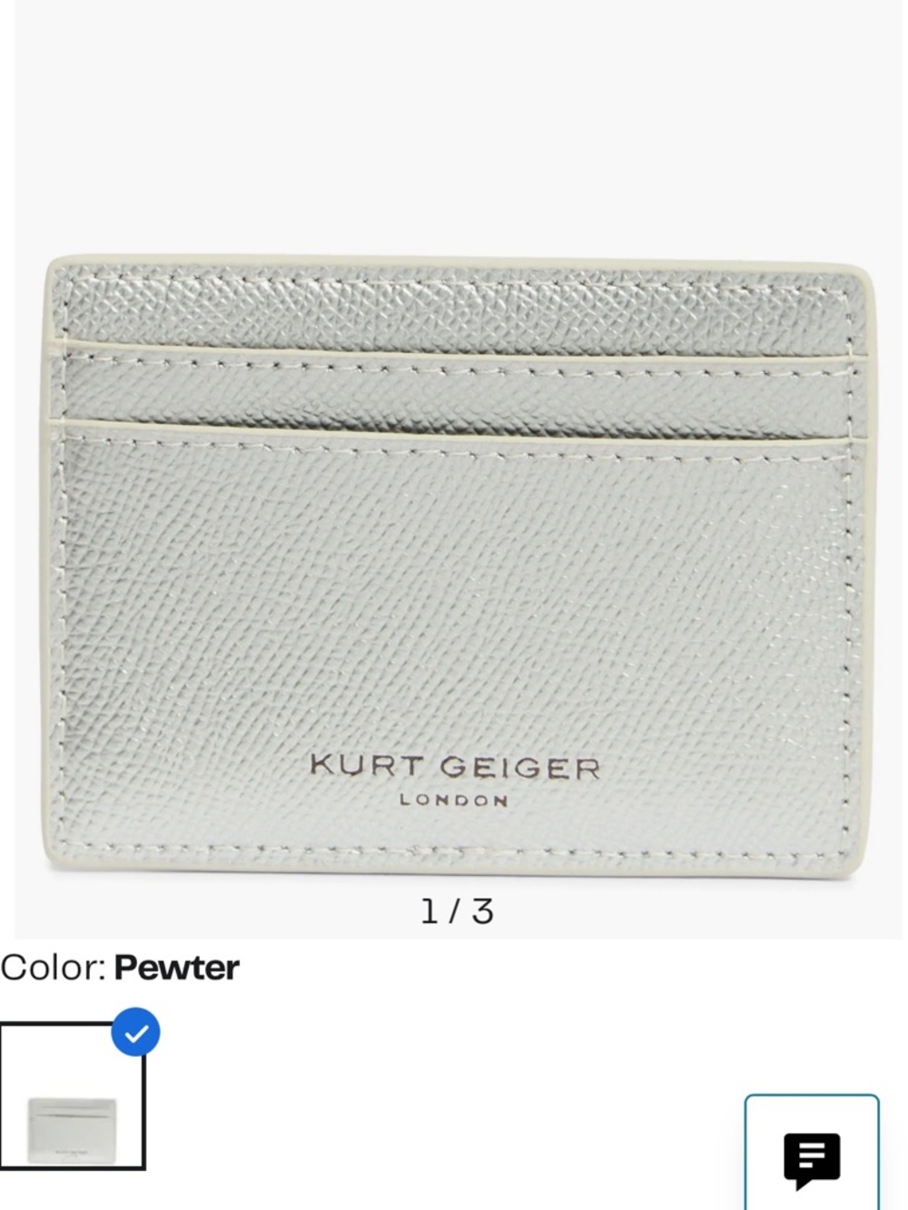 Kurt Geiger Pewter Textured Leather Card Holder NWT & Box - Picture 4 of 8